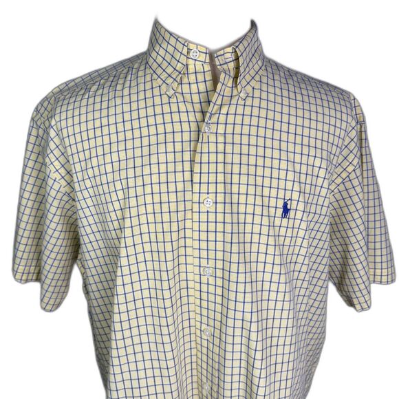Ralph Lauren Other - Ralph Lauren Men's, Sz L, Button Down, Short Sleeves, Yellow & Navy Blue Check